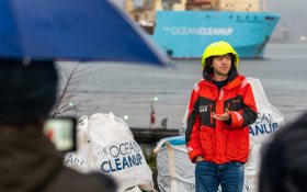 CEO and founder Boyan Slat when the first plastic waste from the Great Ocean was brought ashore in Canada.