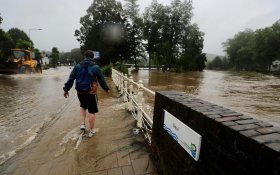 Flooding of Geul river in Valkenburg, the Netrherlands in Juy 2921