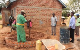 Drilling for a water borehole.