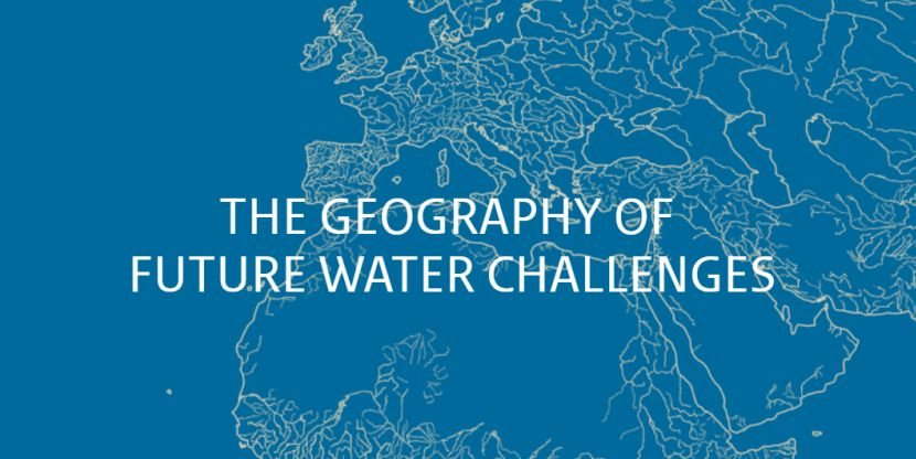 Map of the world with text The Geography of Future Water Challenges