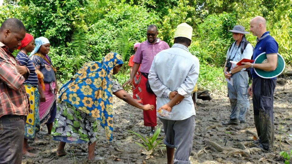 Participants of the CBEMR-workshop out in the field near Kibiti