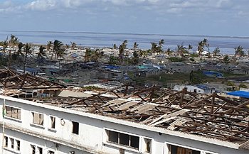 Post-apocalyptic landscape after cyclone Idai made landfall in Beira city