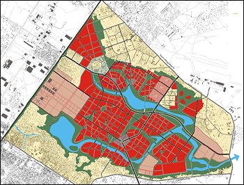 The map is the pilot area where 125 housing plots will be constructed.