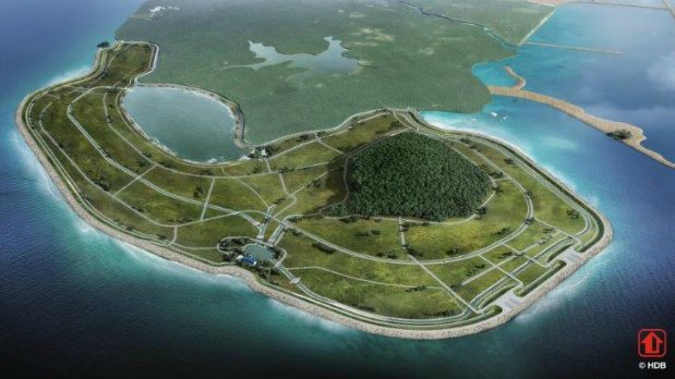 impression of Sinbgapore's first polder at Pulau Tekong