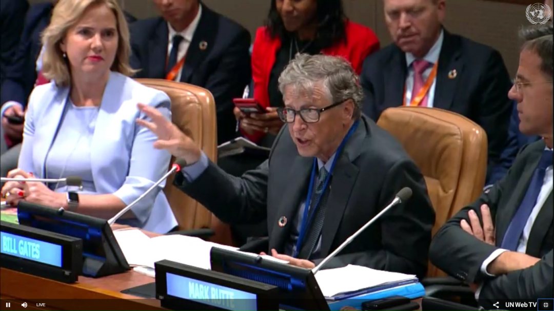 Bill Gates at launch of year of action on climate adaptation at UN headquarters