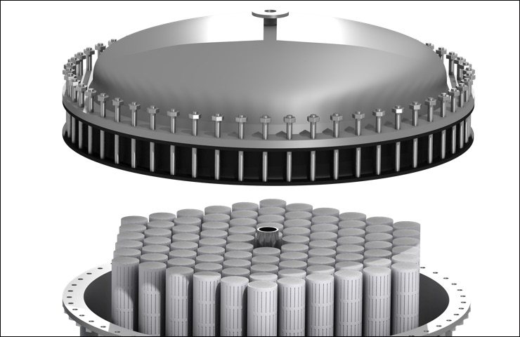 Ceramac vessel containing ceramic membranes