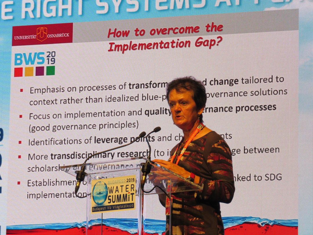 Claudia Pahl-Wostl of the University of Osnabrück at the Budapest water summit 2019