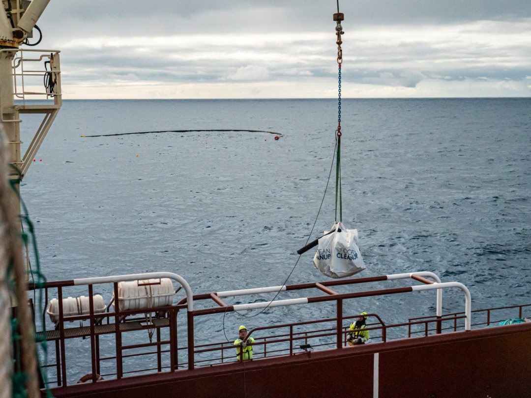 First plastic waste is collected aboard the supply vessel