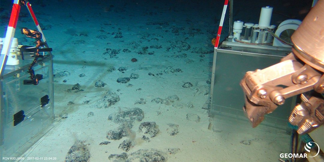 Sampling with a NIOZ cube on the seafloor