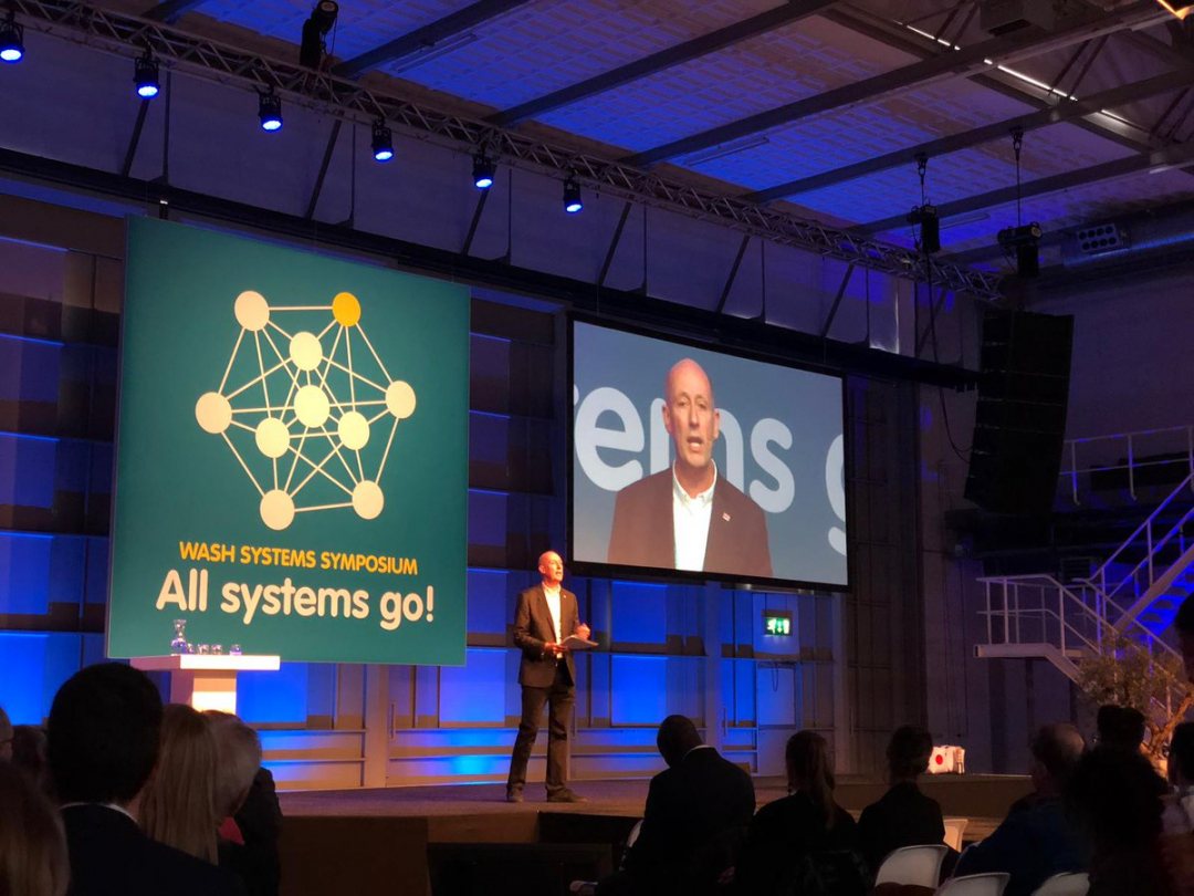 CEO Patrick Moriarty opens the conference on WASH-systems in The Hague in March 2019.