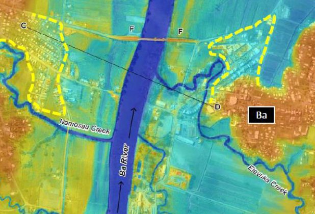ELevation map of river BA, Fiji