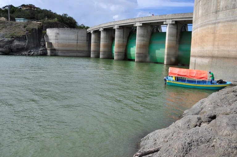 Dam in Valdesia reservoir, Dominican republic