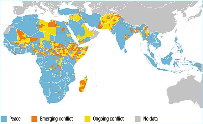 Map of potential water-related conflicts