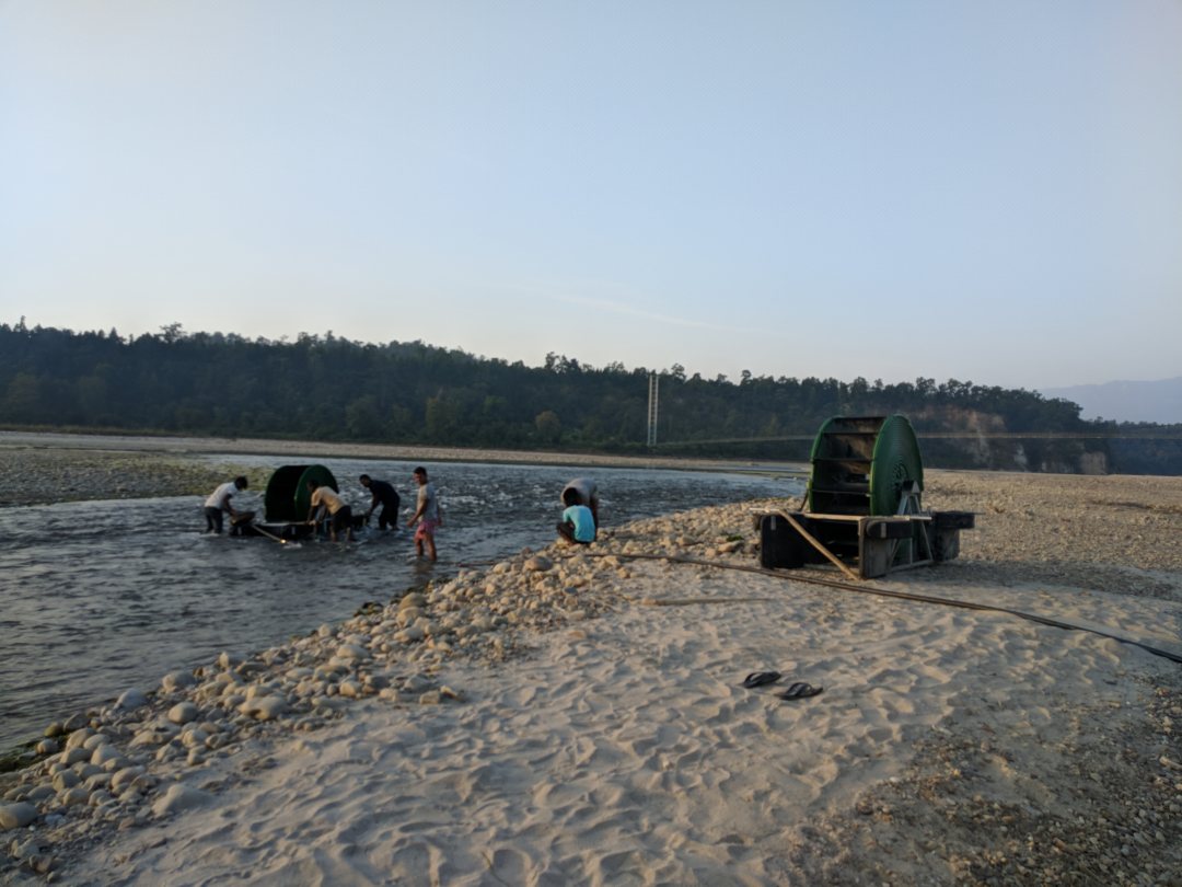 Barsha pumps in river Sindhuli, Nepal