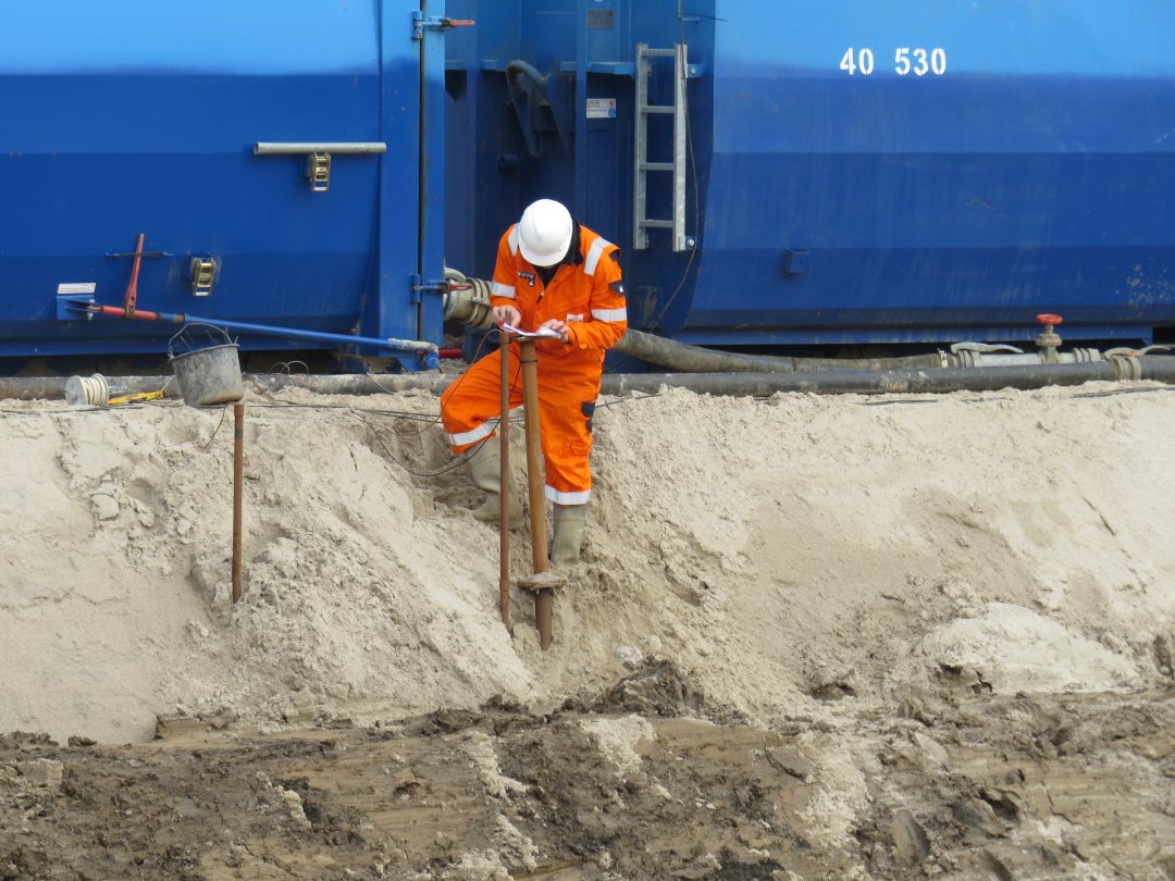 Inspection of soil characteristics for construction work