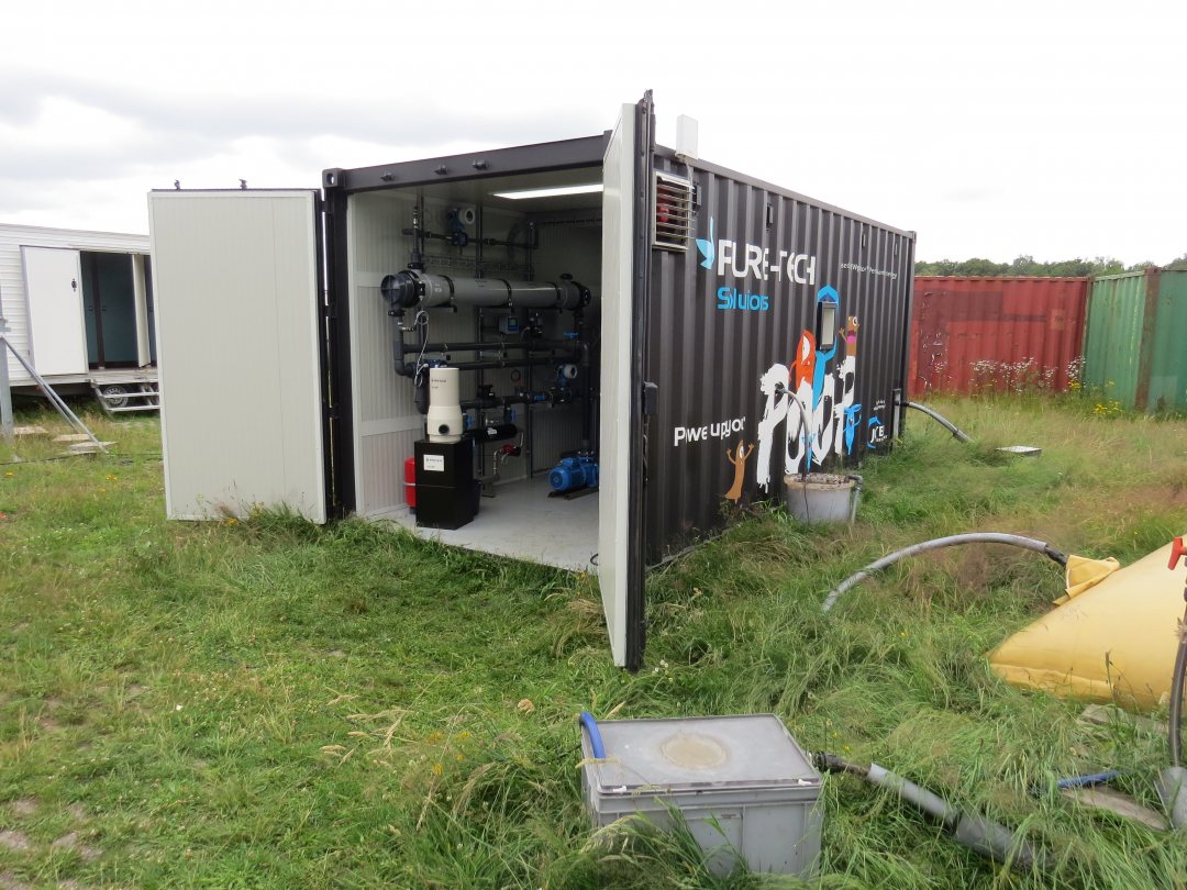 Containerized anaerobe MBR installation by Jotem and X-Flow during military field lab tests in 2018
