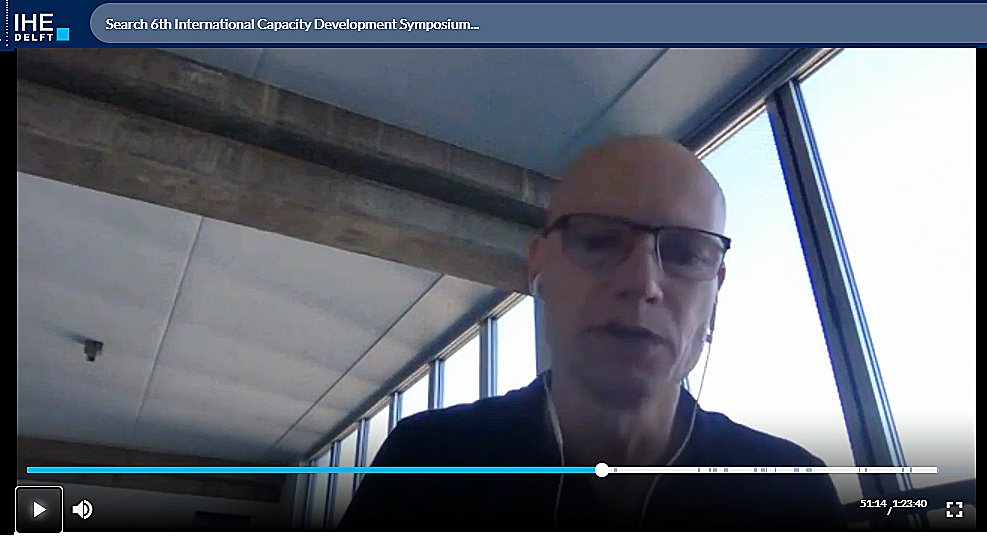 Dutch water envoy Henk Ovink participating in the online IHE-conference on capacity development