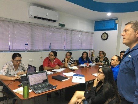 Workshop for introduction of AquaRating at Aguas de Puerto Cortes in 2019.