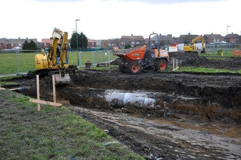 Drainage work at Mokton, UK to prevent flooding