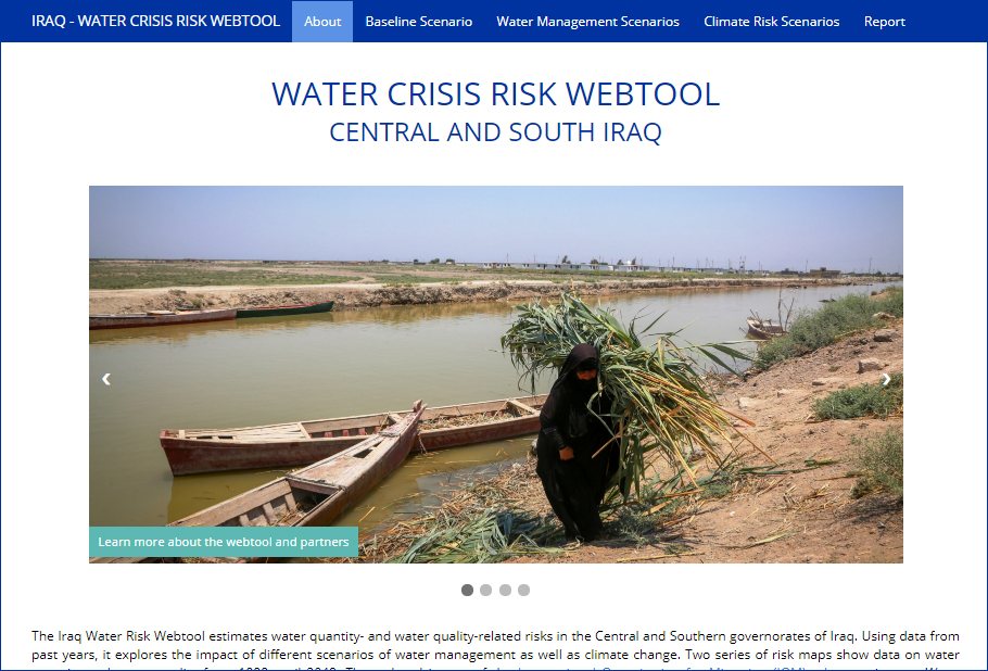 Screen shot home page webtool Iraq water crises