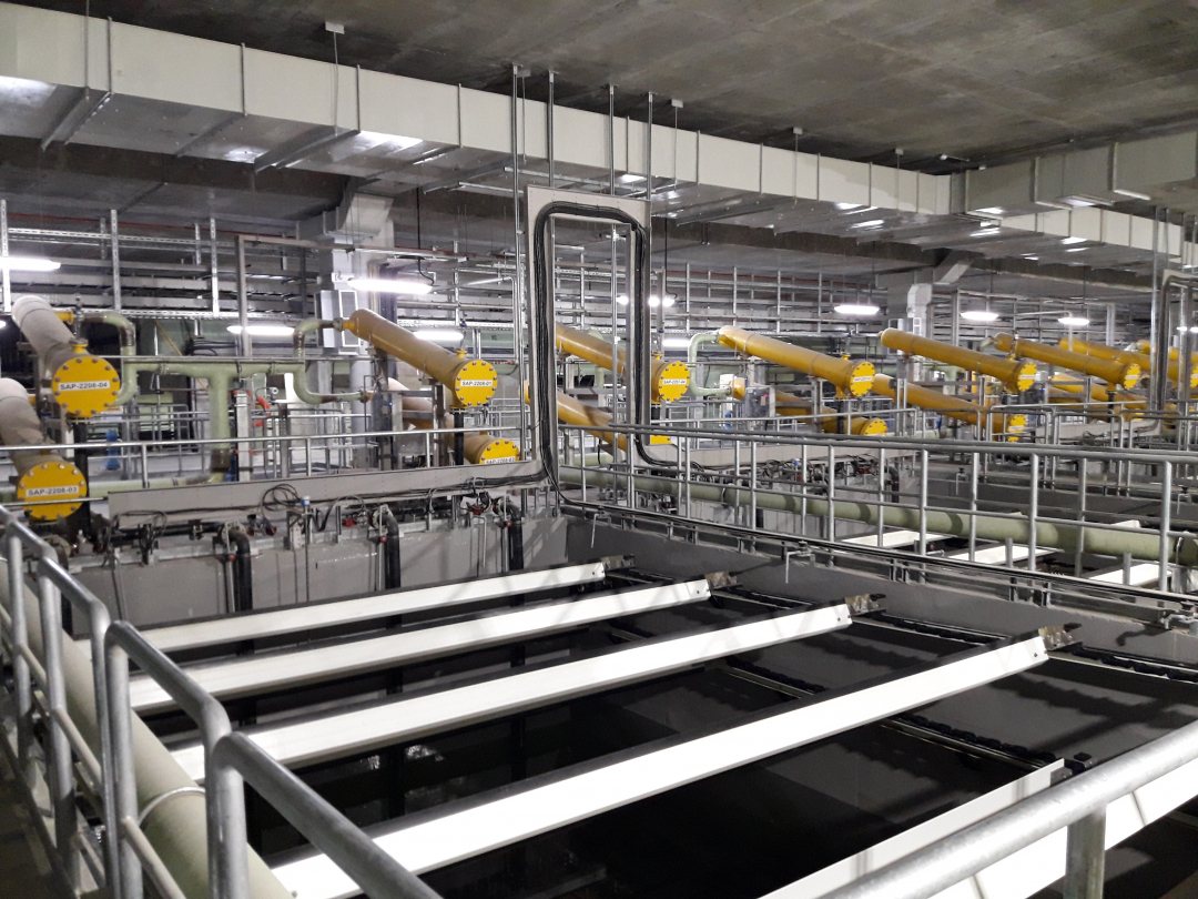Dissolved air flotation at Marina East desalination plant, Singapore