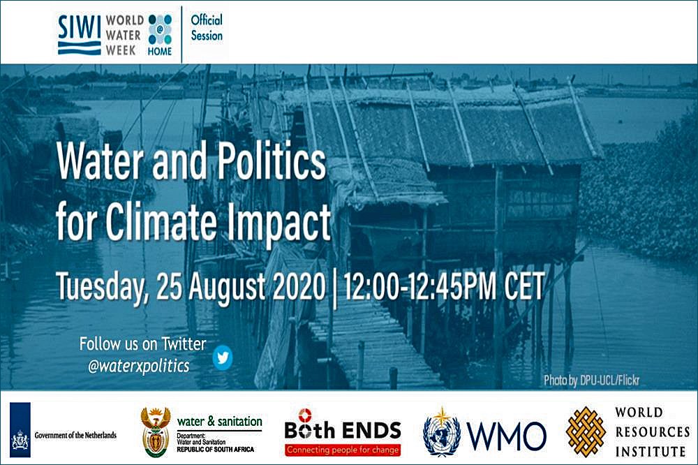 Poster for at session of the Stockholm At Home event on water and politics