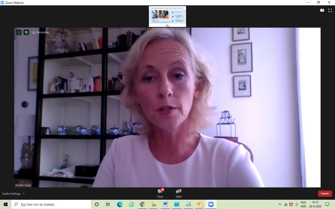 Managing director Josien Sluijs of Aqua for All at the online Stockholm world water week 2020