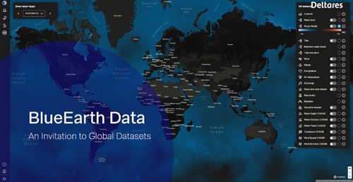 Screen shot of web application Blue Earth Data developed by Deltares, Delft, the Netherlands