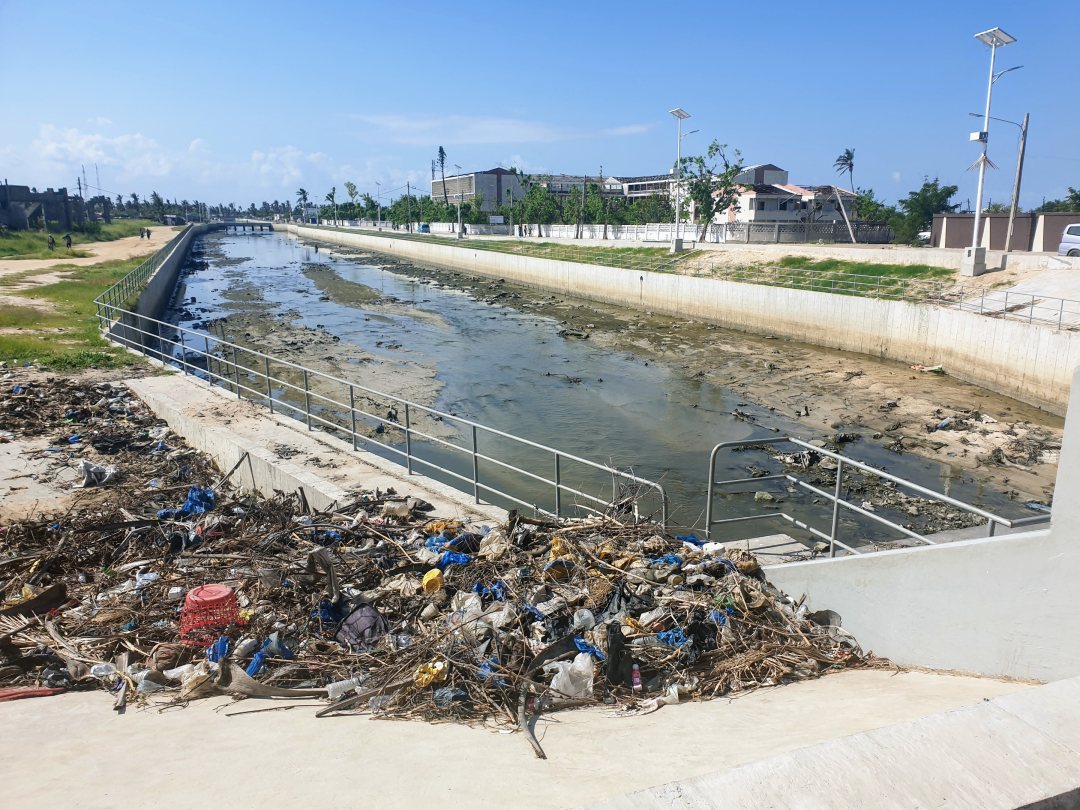 Drainage canal in Beira, Mozambique after cyclone Idai hit the city in March 2019