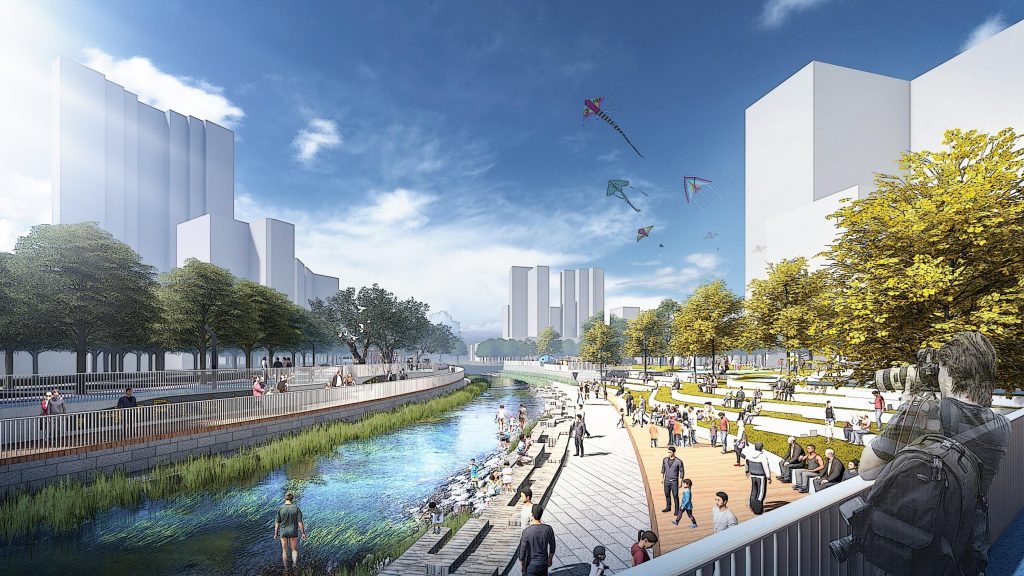 Design by NL Urban Solutions of a new water front for the Shiyan river in Shenzhen, China