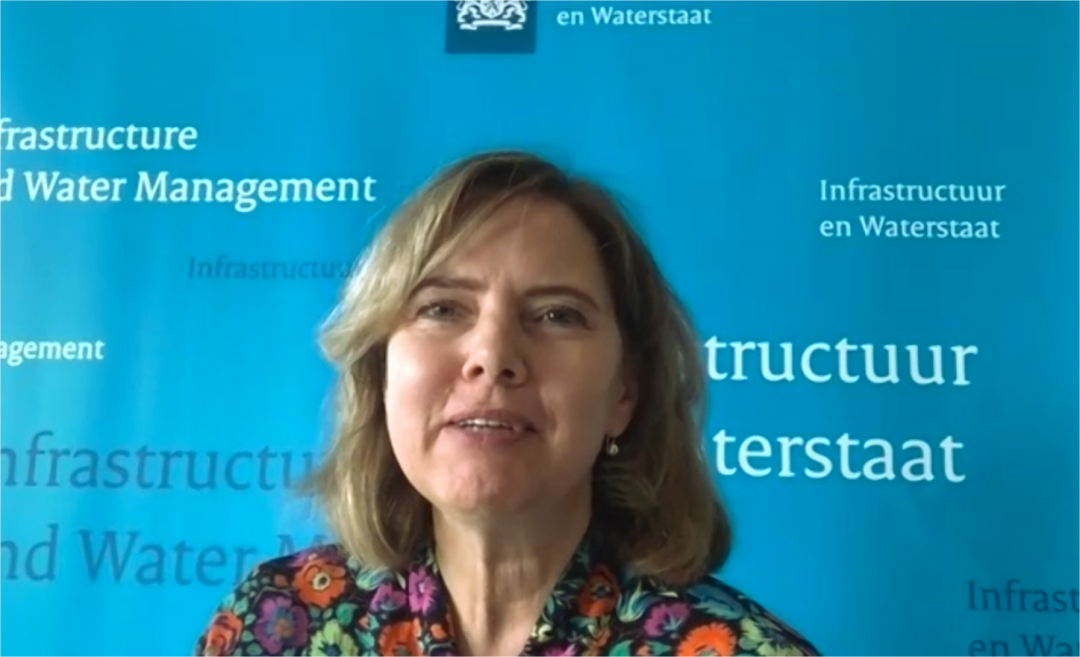 Screenshot of the virtual contribution of Dutch minister Van Nieuwenhuizen to the OECD Water Governance webinar.