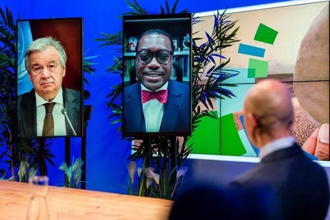 President Akinwumi Adesina of the African Development Bank (AfBD) during the virtual Africa Covid-climate emergency summit on 5 April 2021