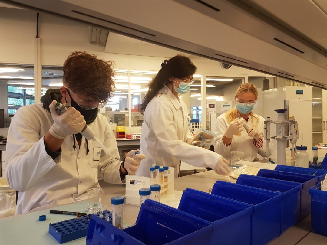Dutch student and winner of the Dutch Junior Water Prize 2021, Stijn Wiersma, at work in the laboratory of Wetsus, Leeuwarden, the Netherlands