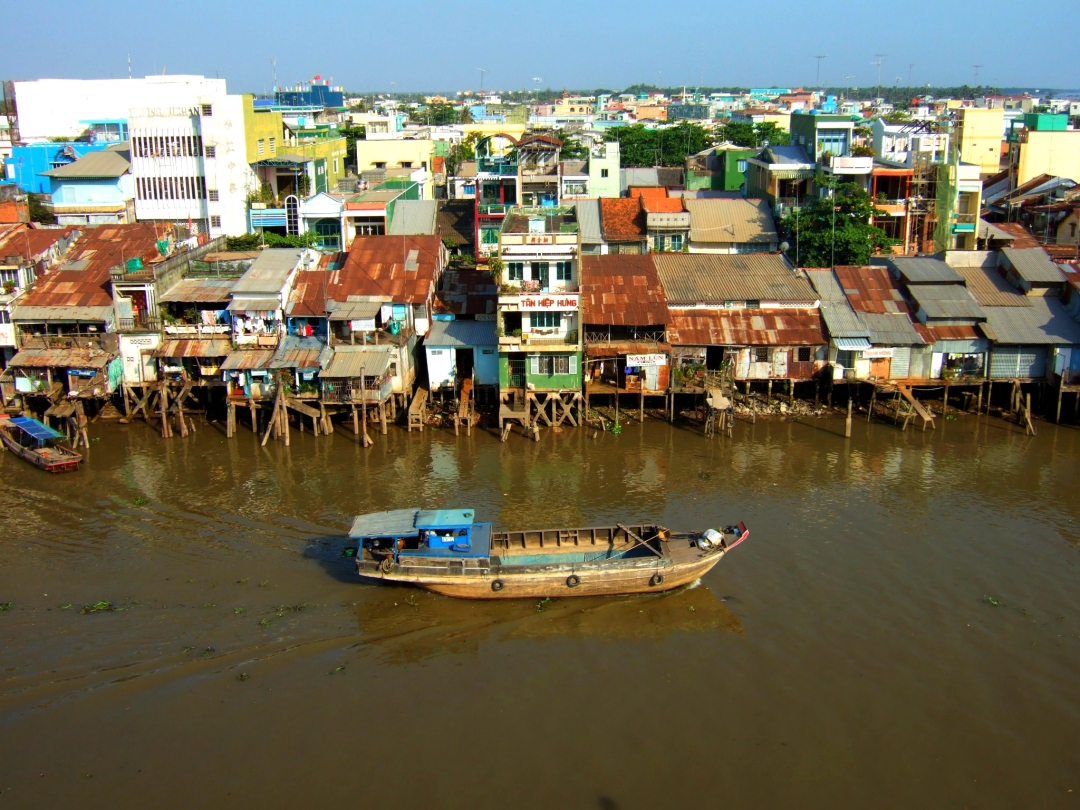 City of My Tho in the Mekong Delta, Vietnam