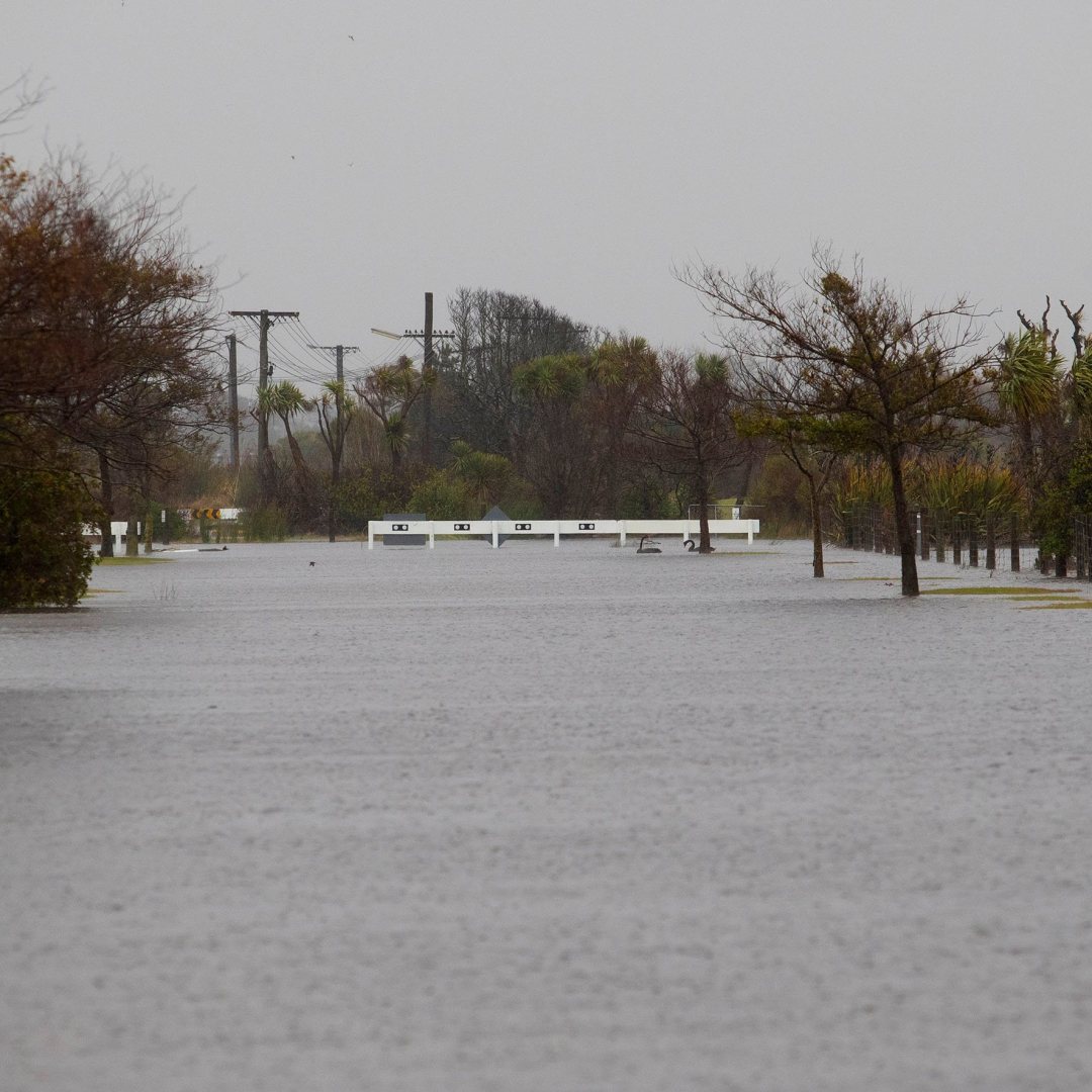 Flooded neighbourhood in Christchurch, New Zealand in May 2021