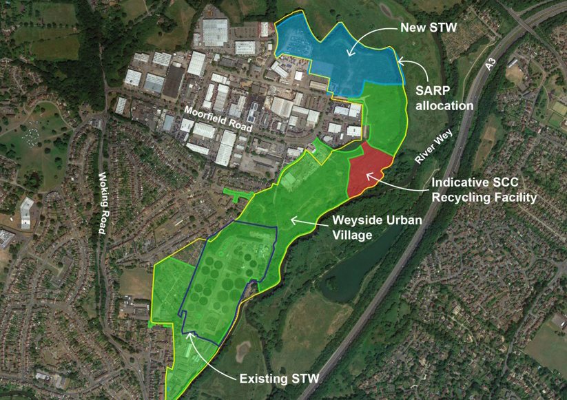 Scheme by Thames Water of the current and new location of wwtp Guildford
