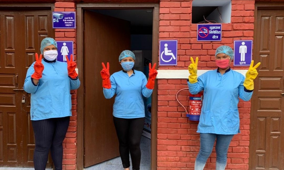 A team of social enterprise Aerosan at work at a WASH facility in Nepal