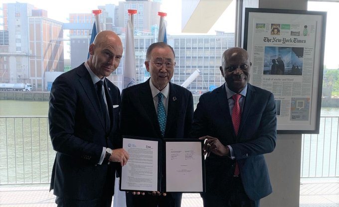 Patrick Verkooijen (left), Ban Ki-moon (middle) and Gilbert Houngbo (right) agreed accelerate climate adaptation in Africa.