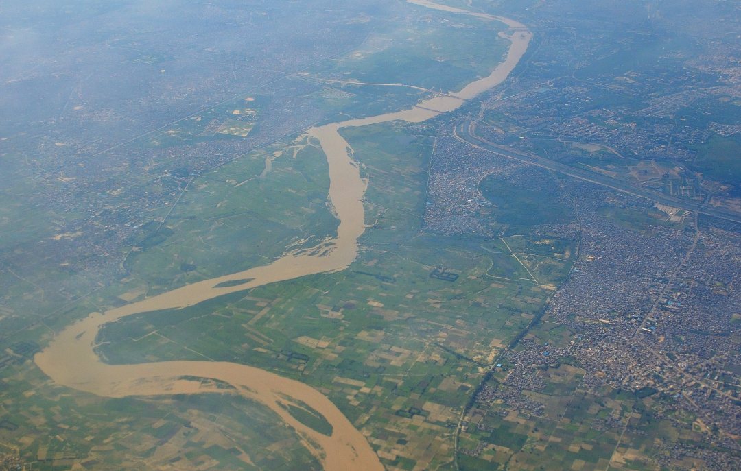 Aerial photo in Hindon river, India