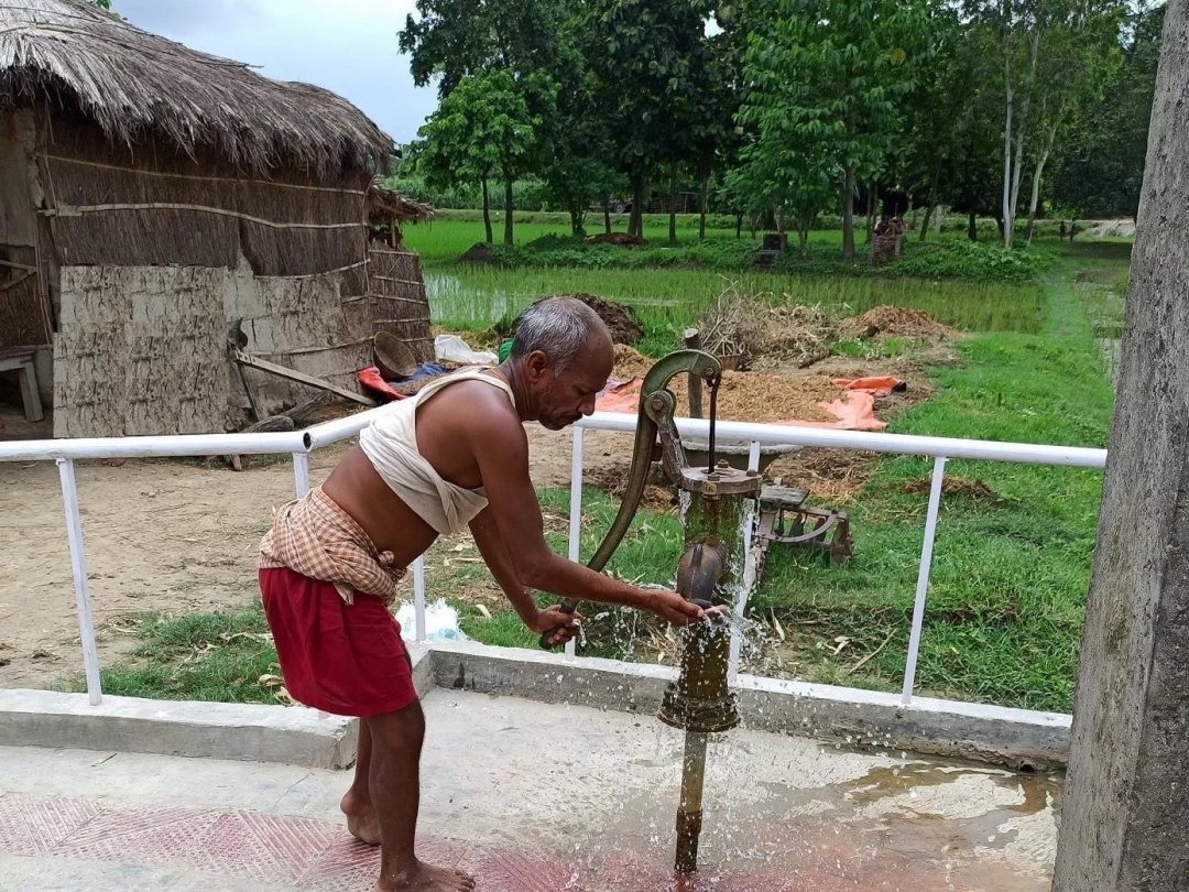 Hand pump adjusted for disable people in Nepal