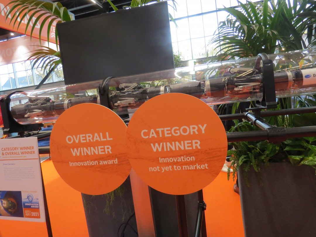 Prototype of the SubMerge robot at the Aquatech Amsterdam trade fair. (photo: NWP)