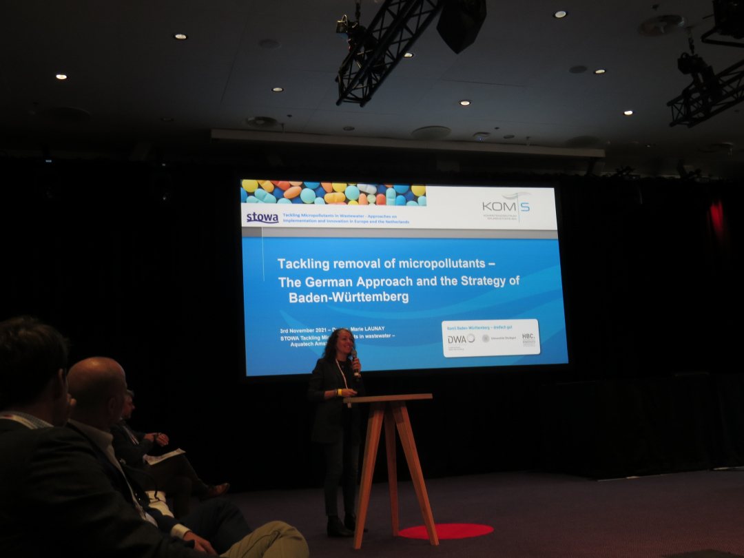 Marie Launay of Kompetenzzentrum Spurenstoffe Baden-Württemberg at Aquatech Amsterdam on 3 November 2021