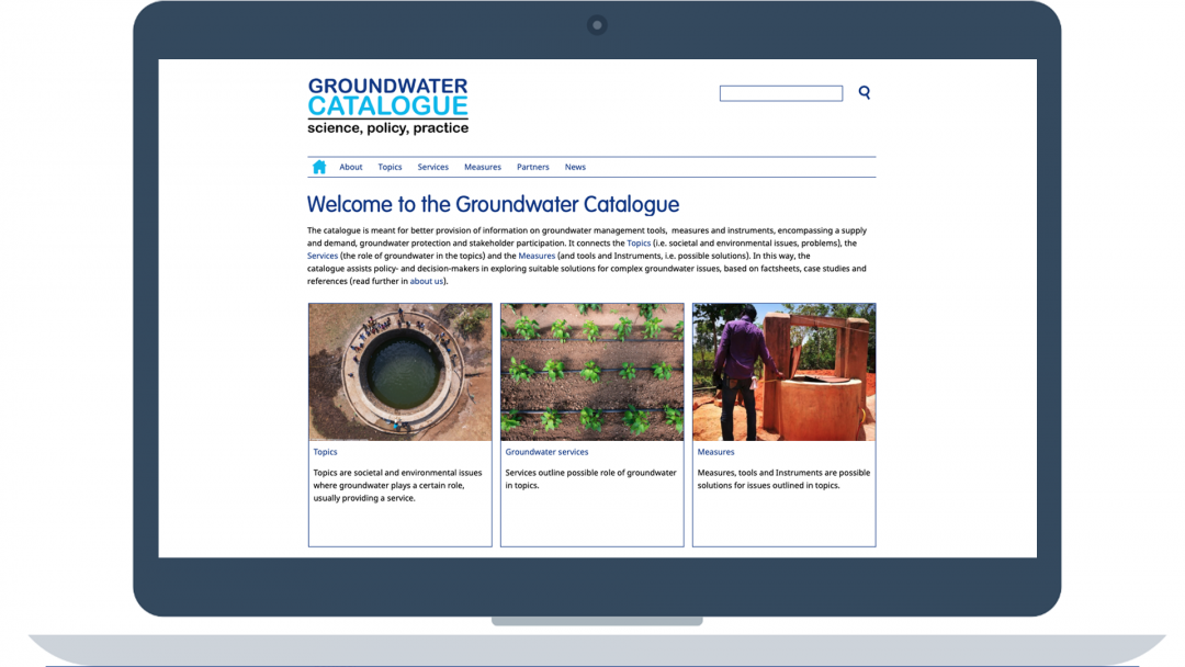 Screenshot of groundwater catalogue website