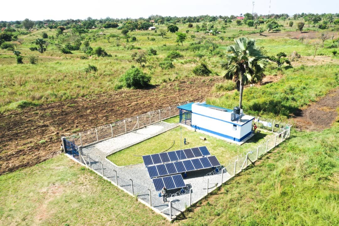Water supply system with solar panels.
