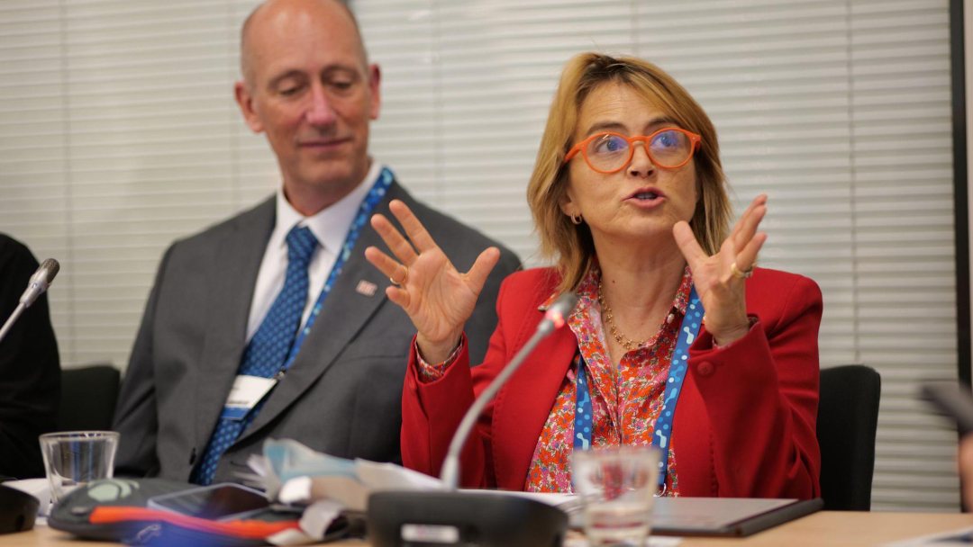 SWA CEO, Catarina de Albuquerque, and IRC WASH CEO, Patrick Moriarty at a meeting of the Heads of State Initiatives at Stockholm World Water Week. Photo: Jonas Borg