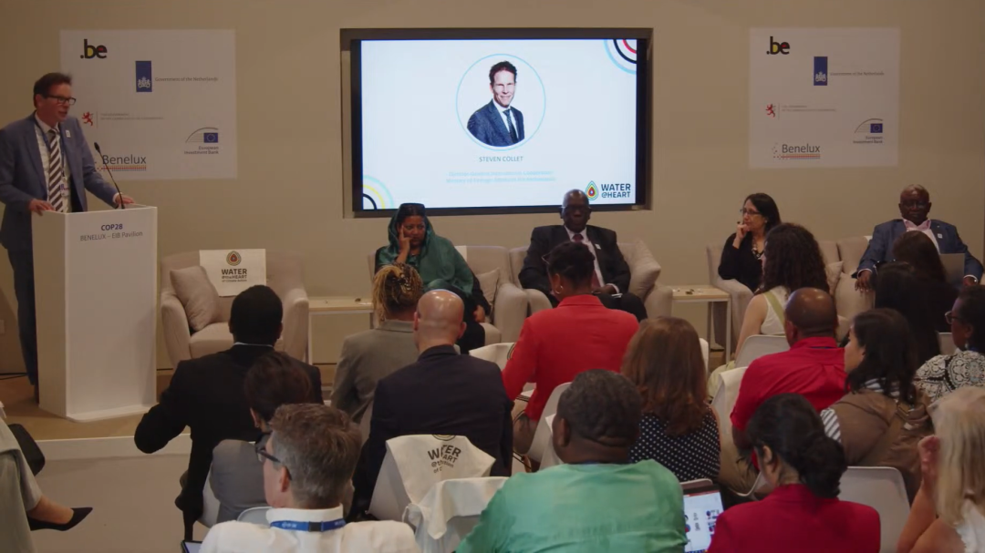 Steven Collet, Deputy Director-General International Cooperation of the Dutch Ministry of Foreign Affairs of the Netherlands, at the BeNeLux/European Investment Bank Pavilion. Photo: Screenshot of EIB Events Live streaming