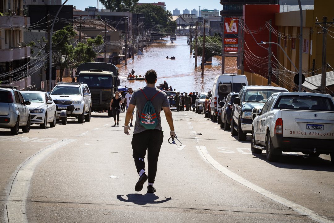 Porto Alegre's streets flooded. Photo: Cristine Rochol/PMPA