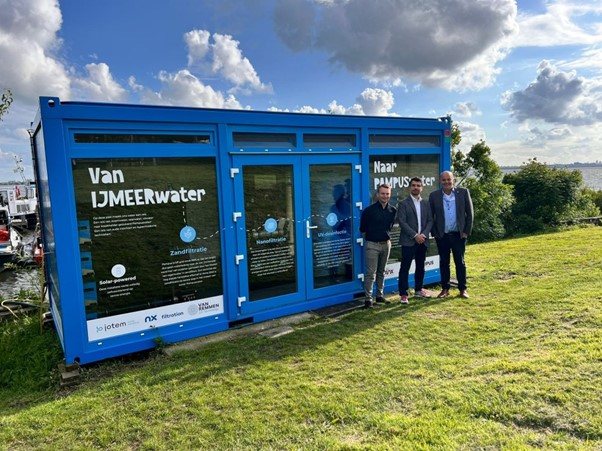 Watermaker_from left to right_Rob Borgerink of Jotem Water Solutions, Rick Elmendorp, Director of Netherlands Water Partnership, and Ton van Remmen of Van Remmen UV Technology