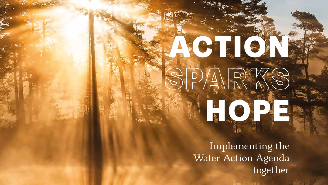 Cover of the ‘Action Sparks Hope’ Water Action Agenda Magazine.