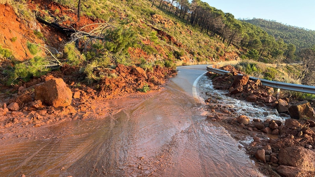 Floods damaged several roads in Málaga Province, Andalusia, Spain, in January 2026. Image credit-Diputación de Málaga